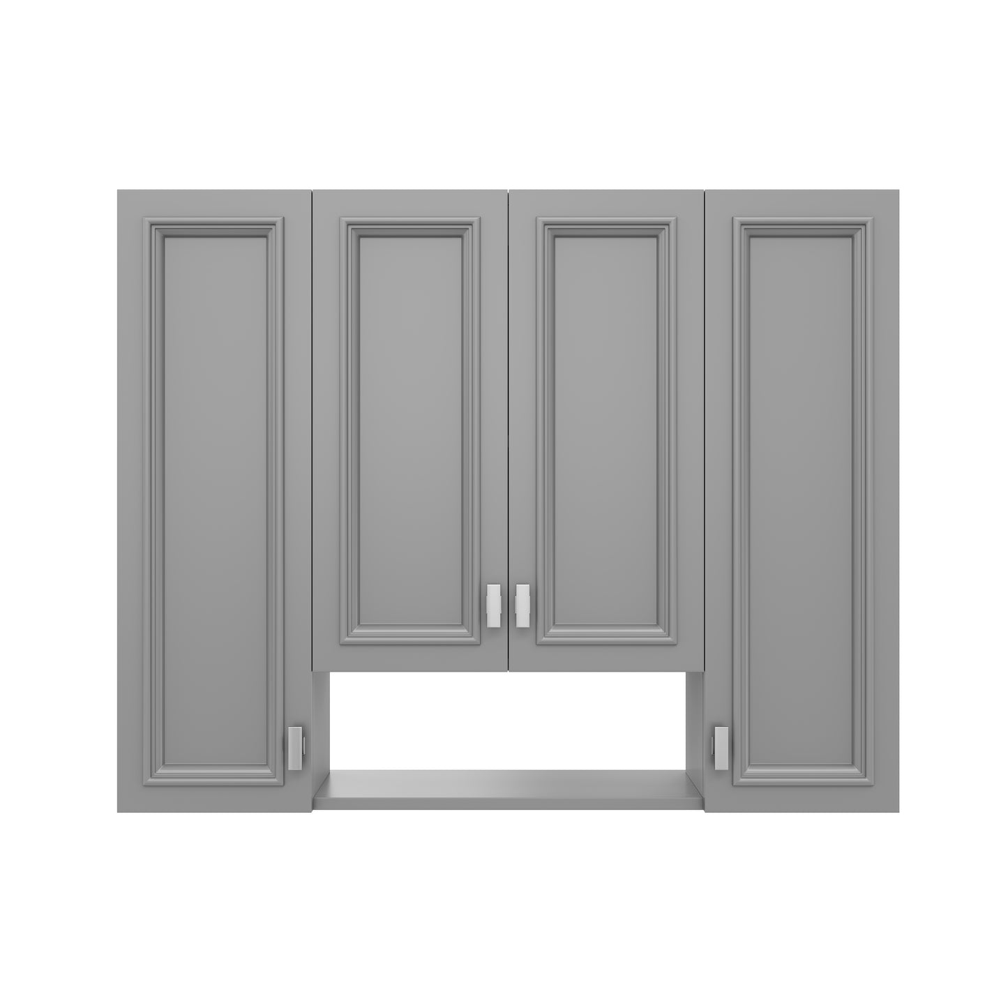Wall-Mounted Modern Bathroom Cabinet with 5 Adjustable Shelves - Gray
