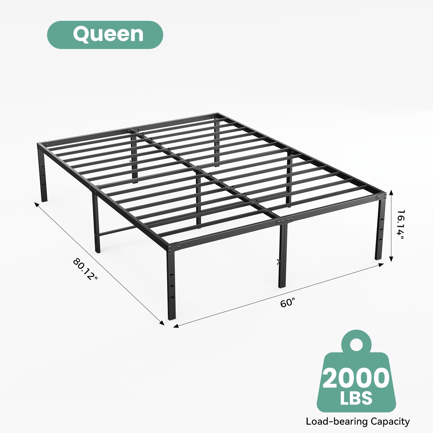 Durable Metal Bed Frame with Under-bed Storage - Multiple Sizes