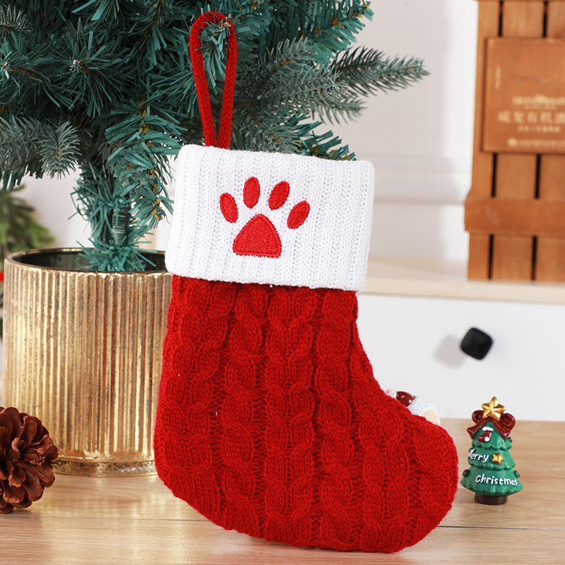 Christmas Stockings Decorative Wool Knitted Socks - Creative Tree Pendant