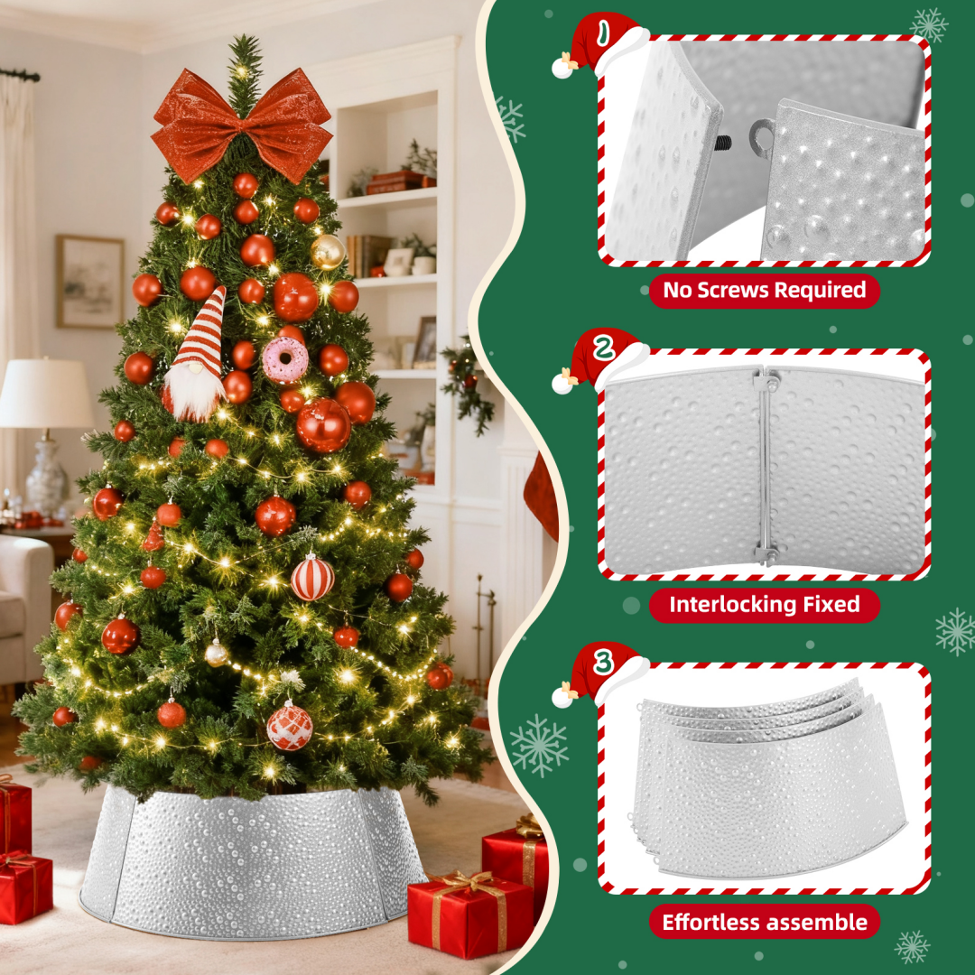 Metal Christmas Tree Collar - Durable Waterproof Tree Base Cover