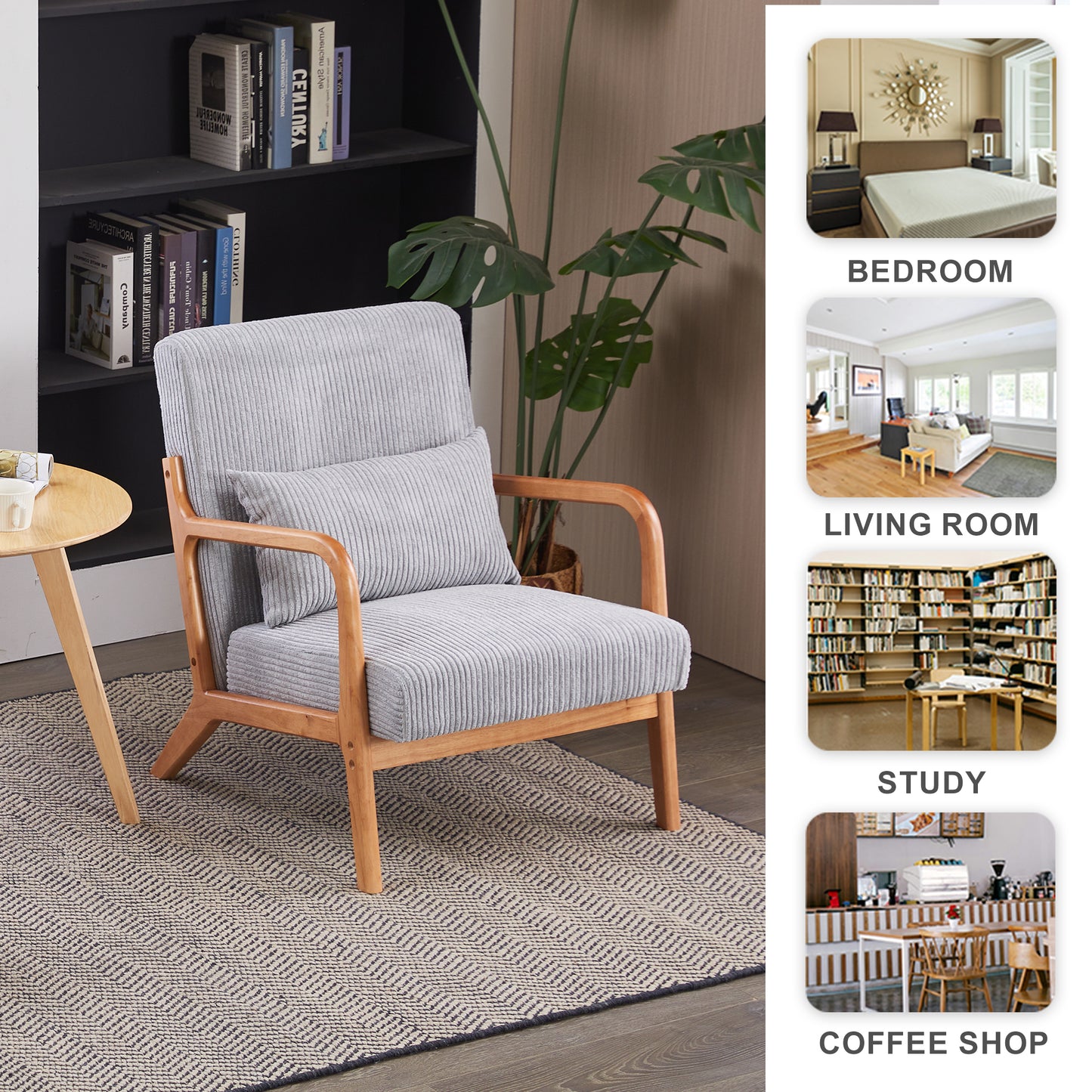 Mid-Century Modern Upholstered Accent Chair - Light Gray