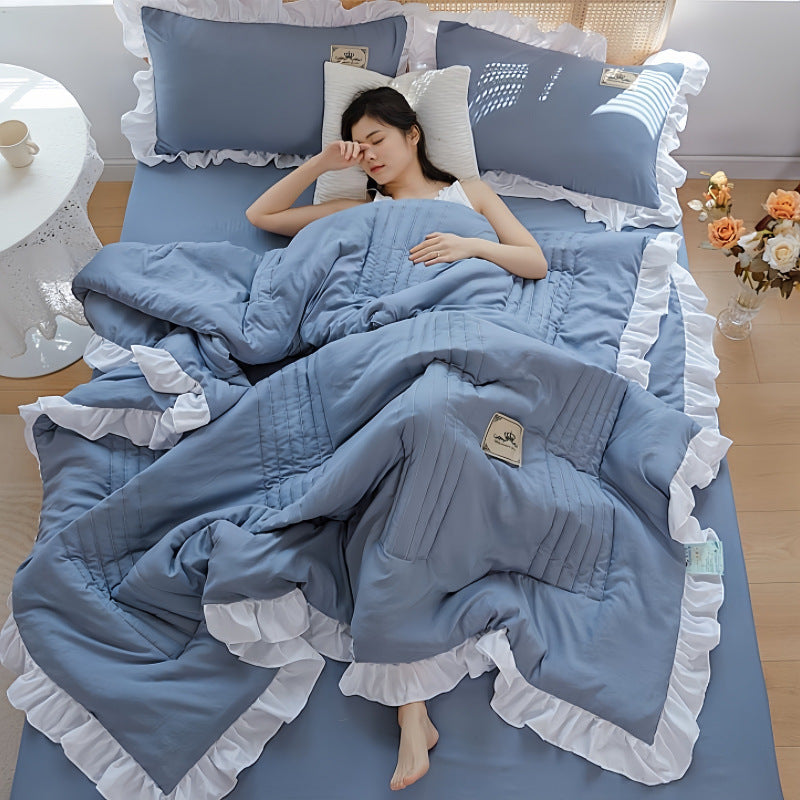 Korean Style Cotton Summer Blanket - Washed Cotton Bedding 200x230cm