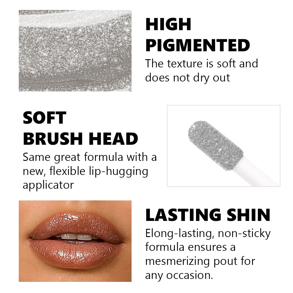 Glitter Shimmer Lip Gloss - Long-Lasting Brightening Lip Makeup 3g