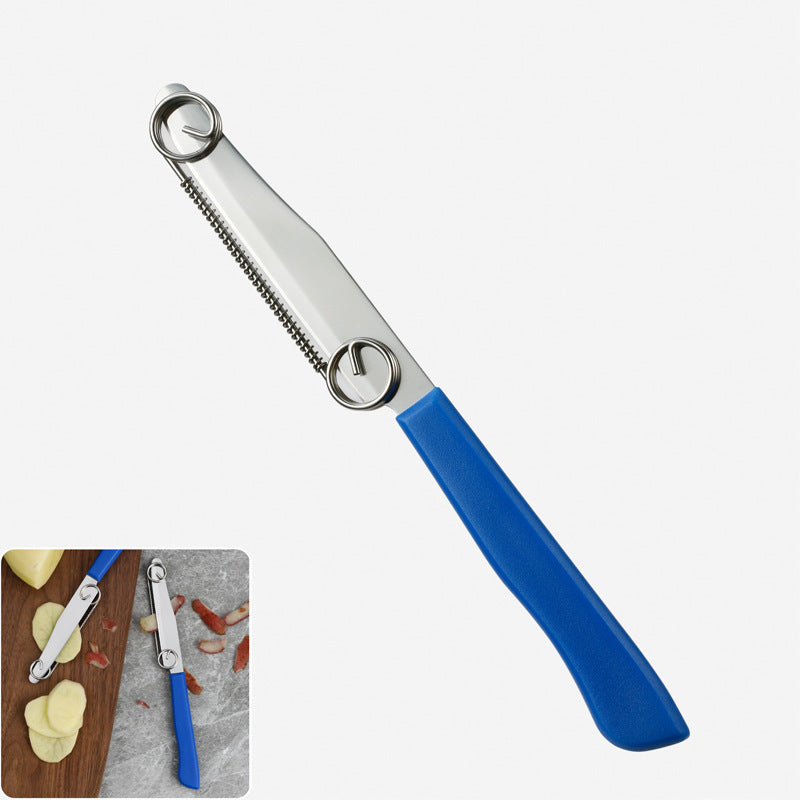 Portable Multi-Functional Kitchen Peeler 2-in-1 Stainless Steel & Plastic