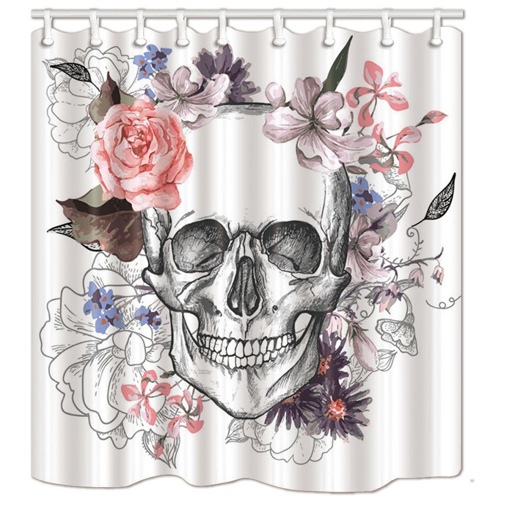 Skull Pattern Bathroom Shower Curtain Digital Print Polyester 90x180cm to 180x200cm