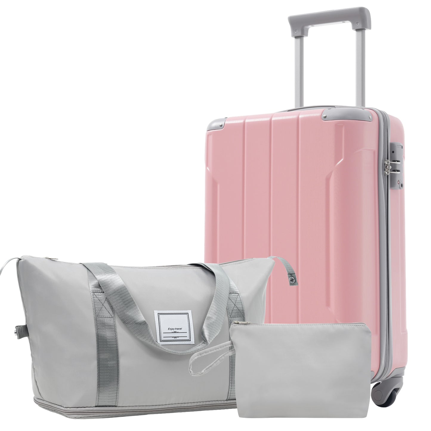 20-Inch Carry-On Luggage Set - 3-Piece Lightweight Hardshell Suitcase with Spinner Wheels - Pink Lady