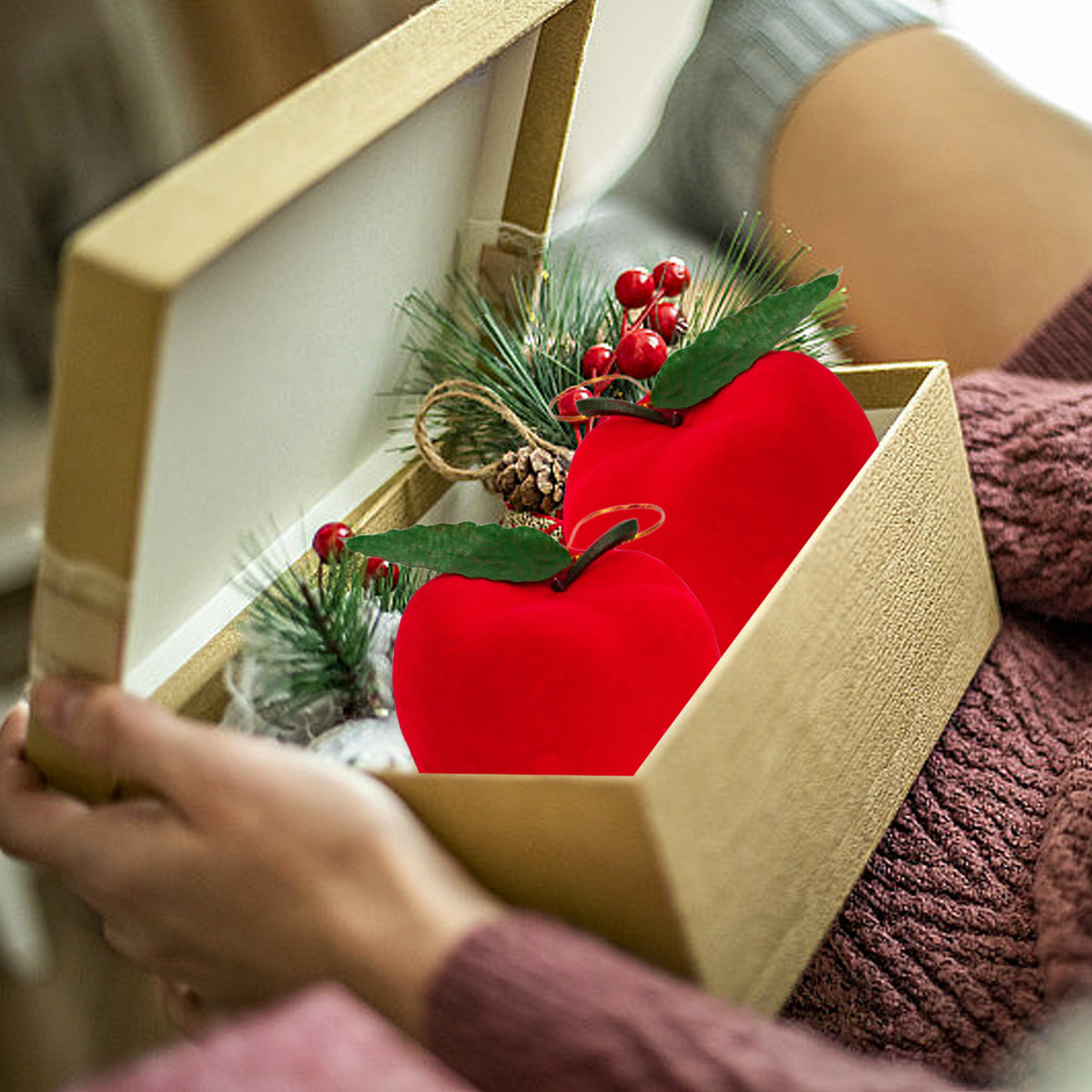 Christmas Apple Ornaments - 12 Pack Red Foam Ball Decorations