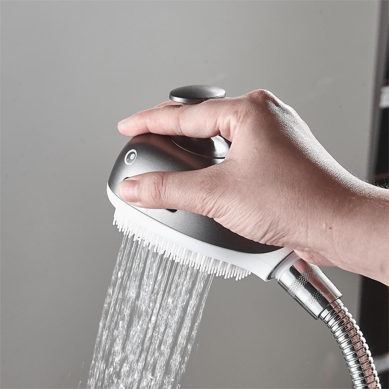 Children's Shower Nozzle with Soft Silicone and Wall Base - Gray