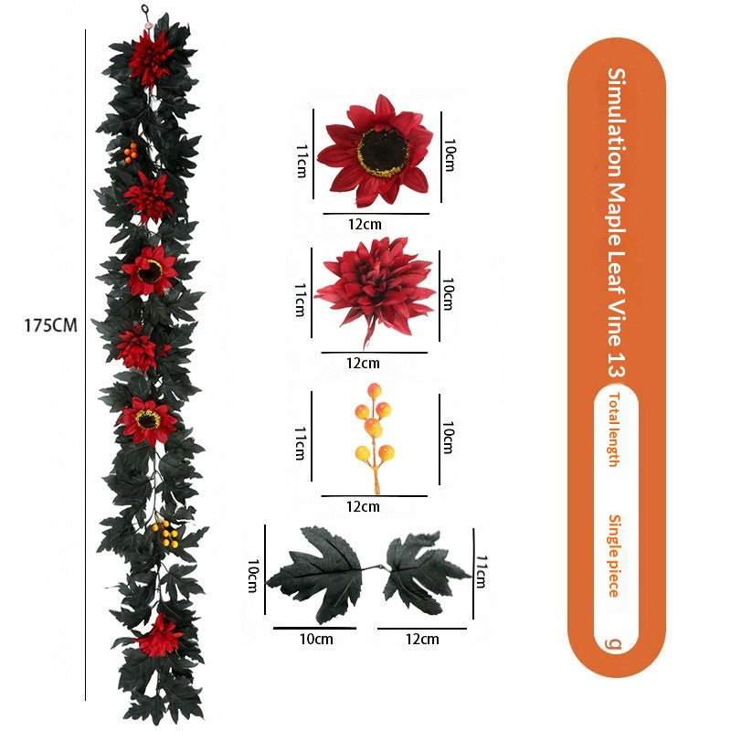 Artificial Maple Leaf Vine Wall Hanging Decoration for Halloween & Fall