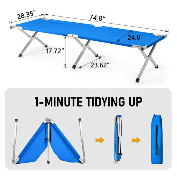 Portable Folding Camping Cot with Carrying Bag - Army Blue