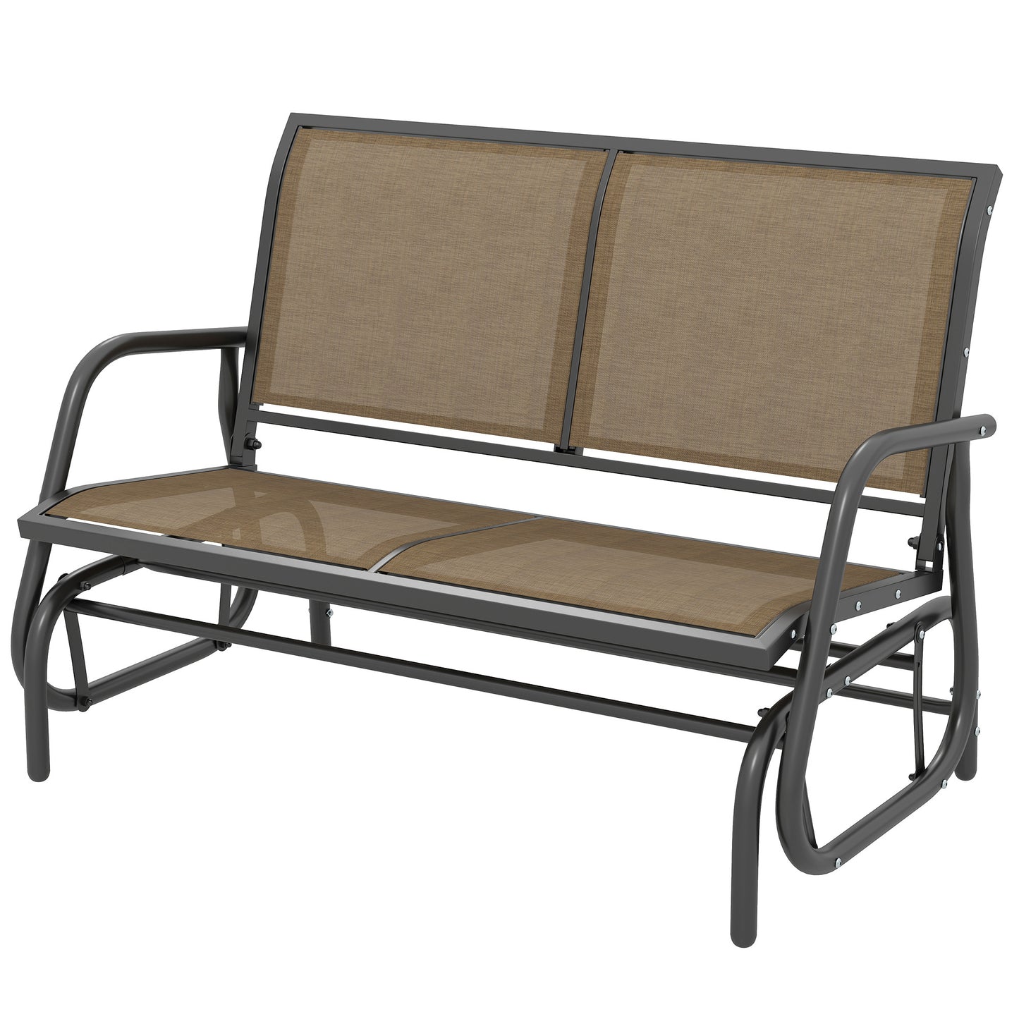 2-Person Outdoor Glider Bench - Steel Frame, Light Mixed Brown