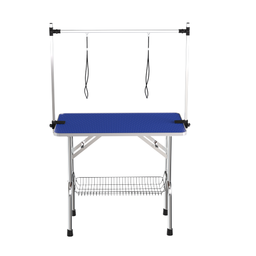 Heavy Duty Pet Grooming Table 42 Inches with Adjustable Arms for Dogs & Cats - Blue
