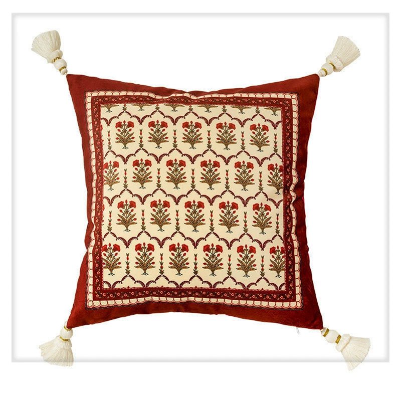Bohemian Style Square Throw Pillow Cover and Pillow Set for Sofa Home Decor