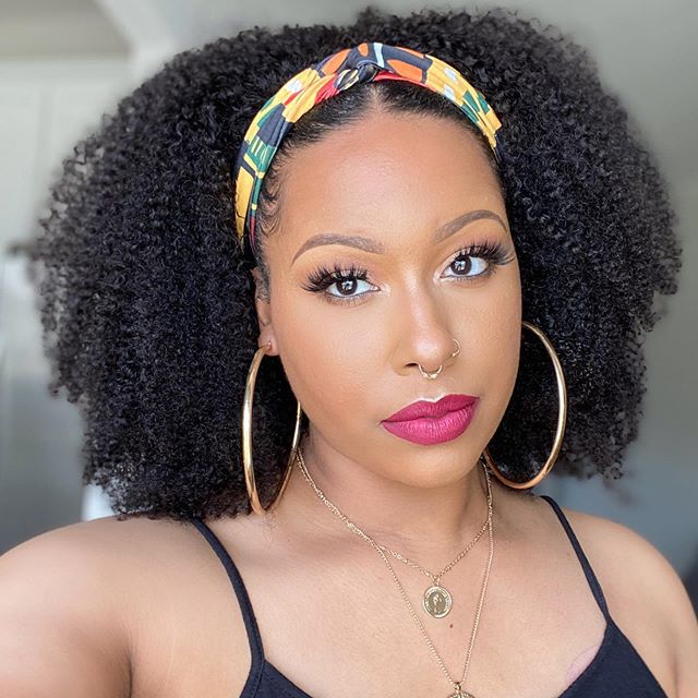 Black Curly Afro Wig with Hand Curl Tubing - Fluffy Short Style for Hair & Beauty