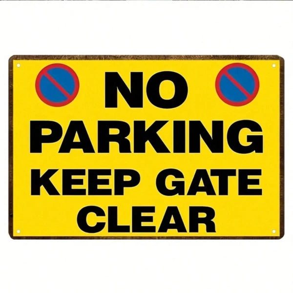 Vintage No Parking Keep Gate Clear Metal Sign - 8x12 Inch