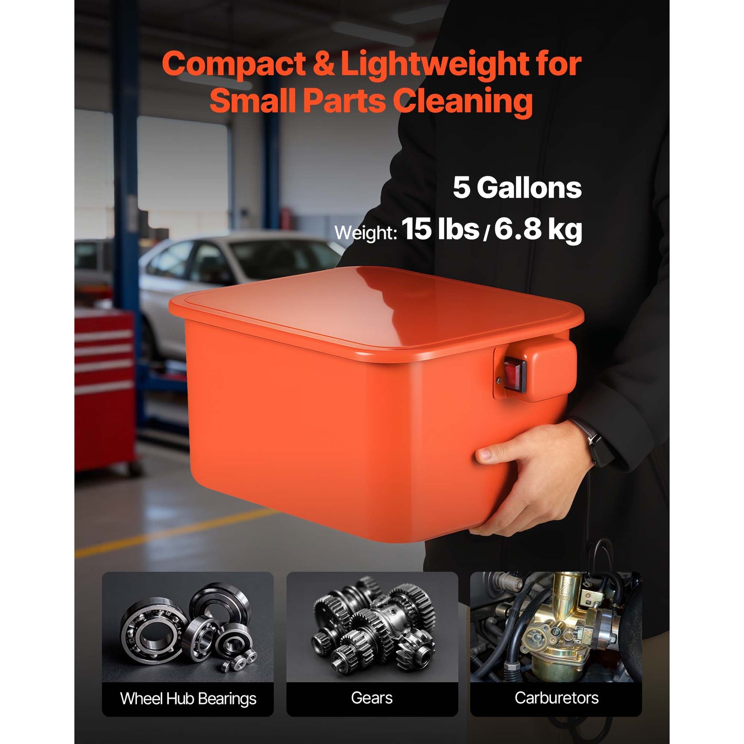 Parts Washer 5-Gallon Portable Steel Automotive Parts Cleaner with Electric Pump