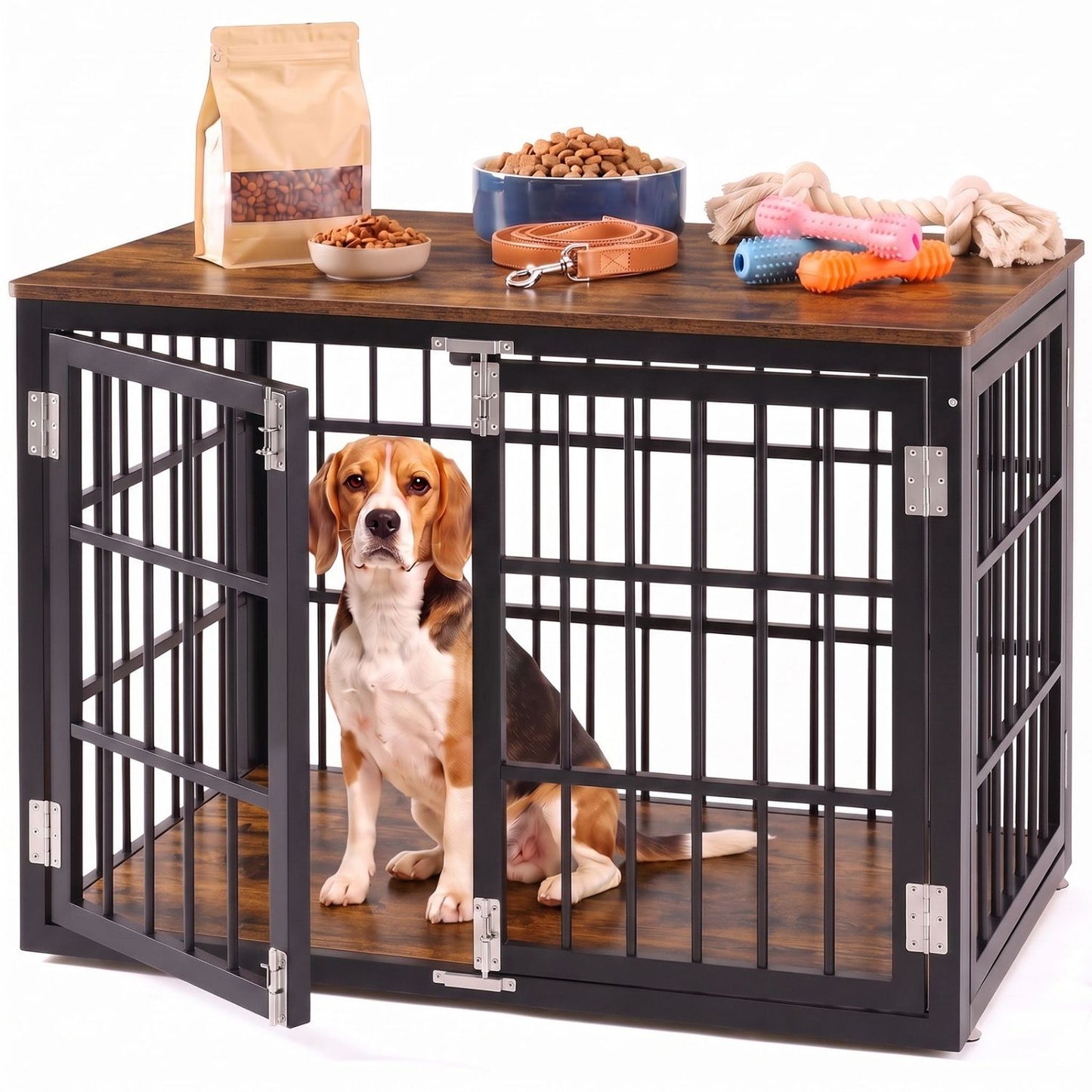 Heavy Duty Wooden Dog Crate Furniture with Locking Door for Large & Medium Dogs