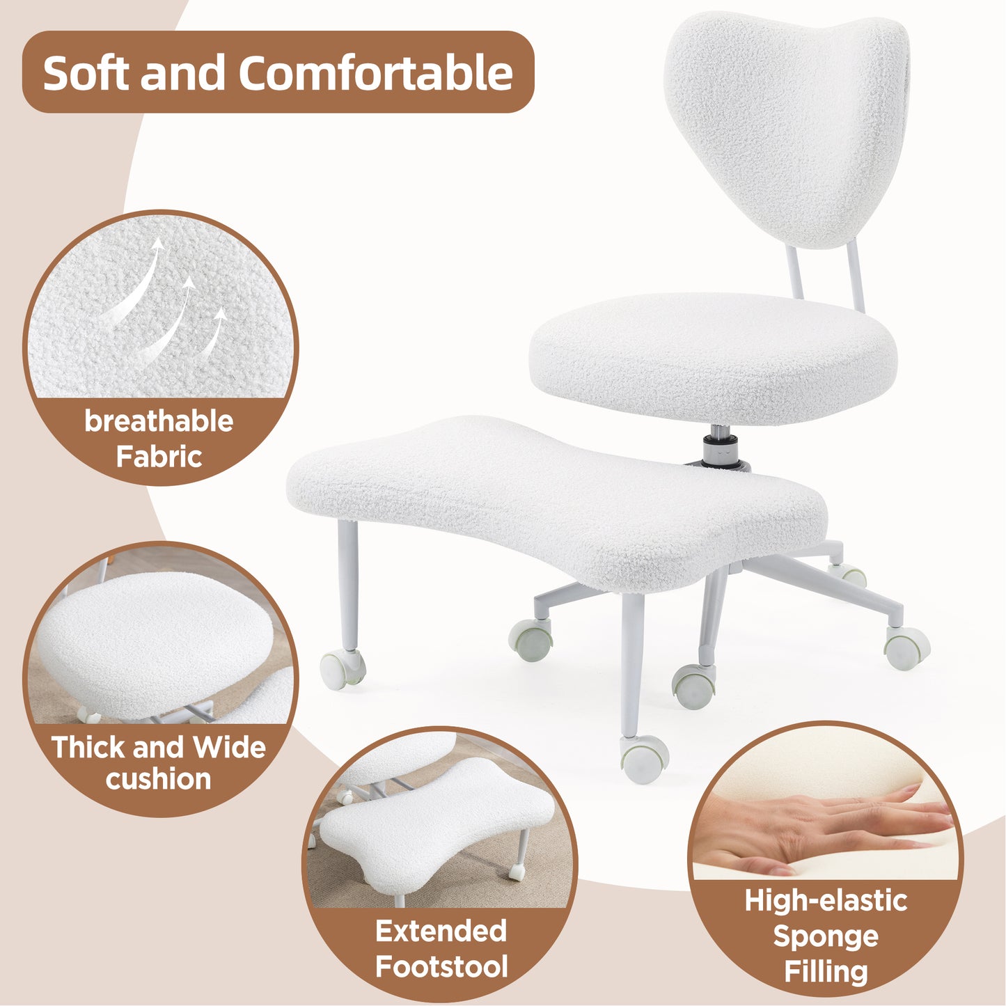 Ergonomic Meditation Chair with Lumbar Support - Beige
