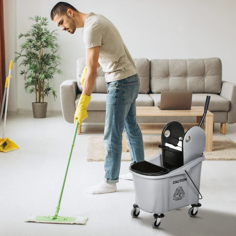 9.5 Gallon 38 Quart Mop Bucket With Wringer Cleaning Cart, 4 Moving