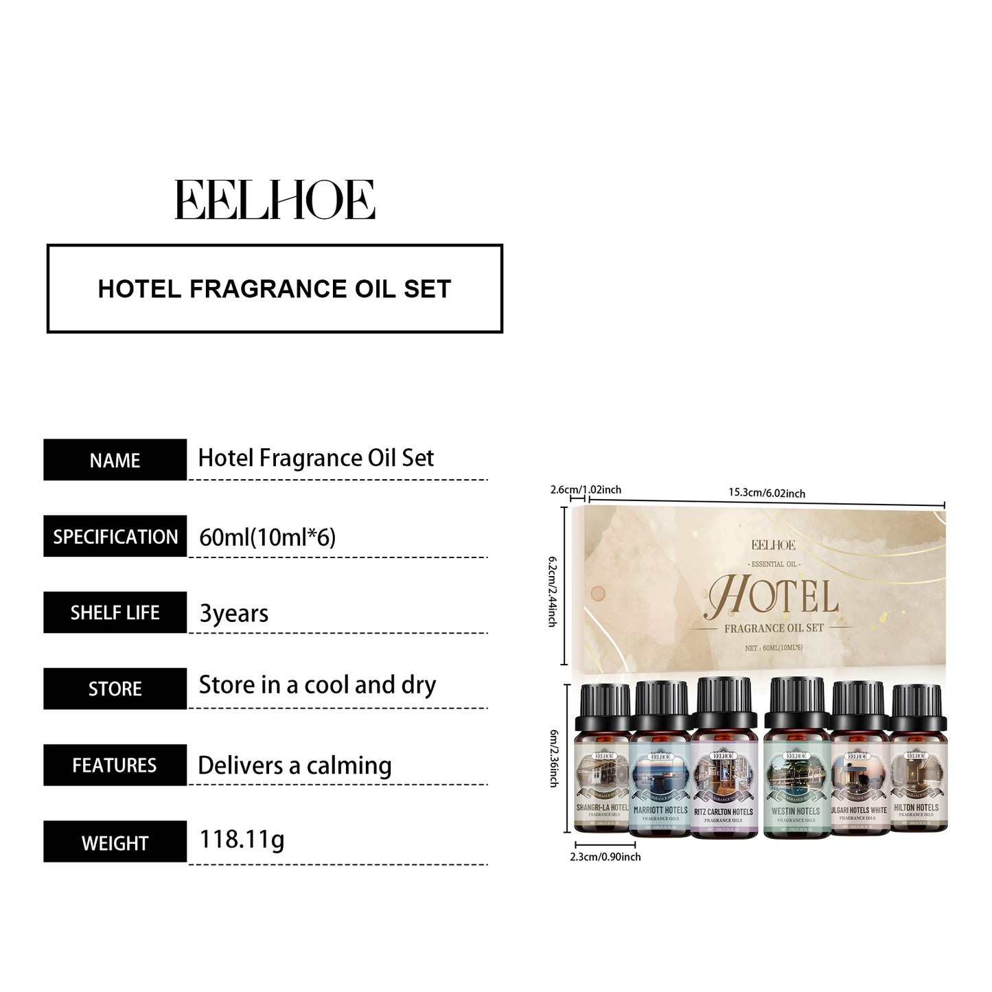 Premium Fragrance Oil Set - 6 Hotel-Inspired Scents for Diffuser & Candle Making