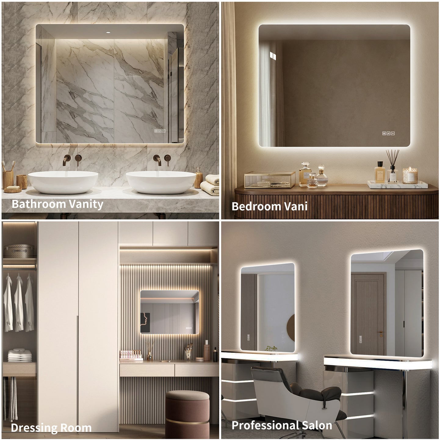 36x30 Inch LED Bathroom Mirror with Anti-Fog & Dimmable Lights