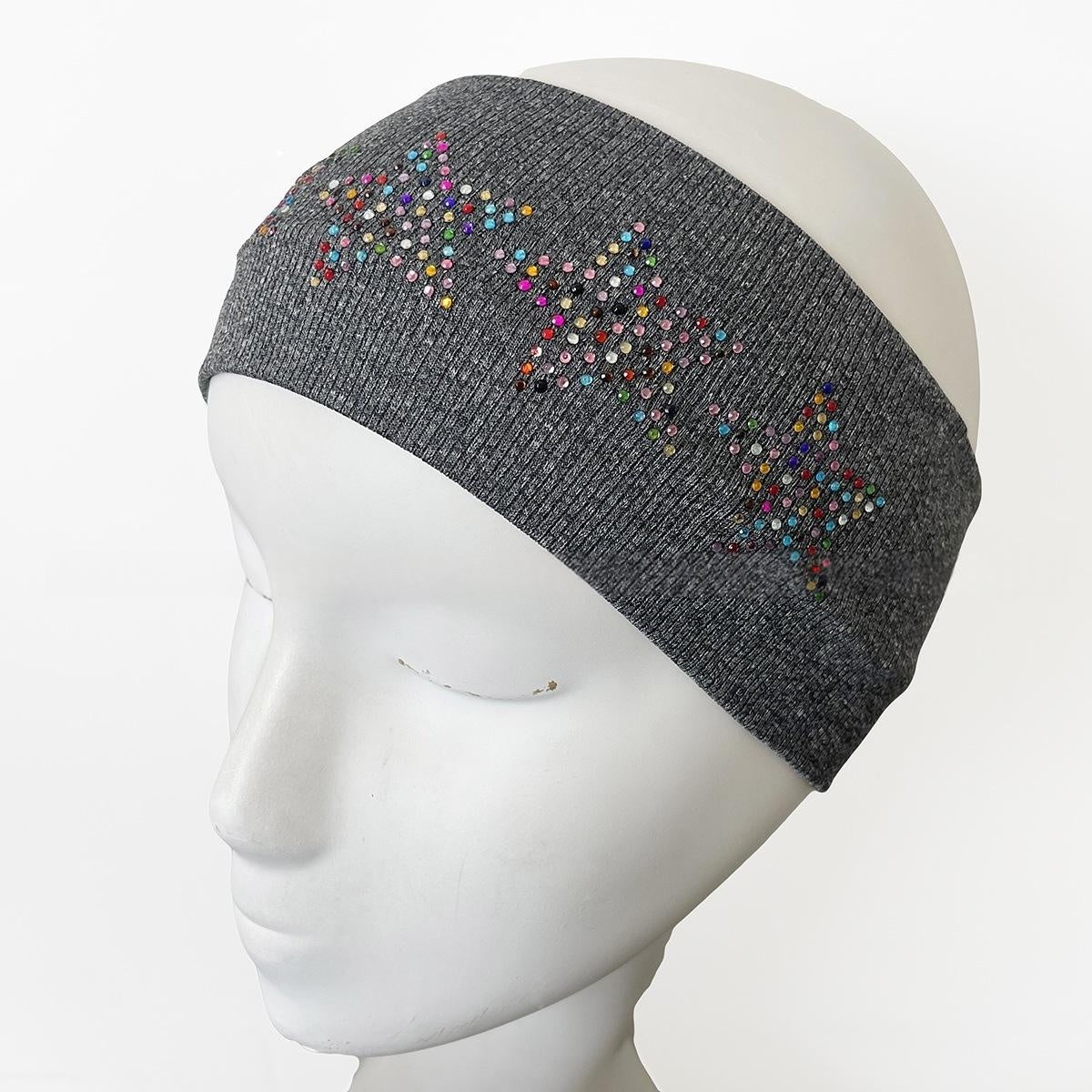 Five-Pointed Star Plaid Headband with Rhinestones