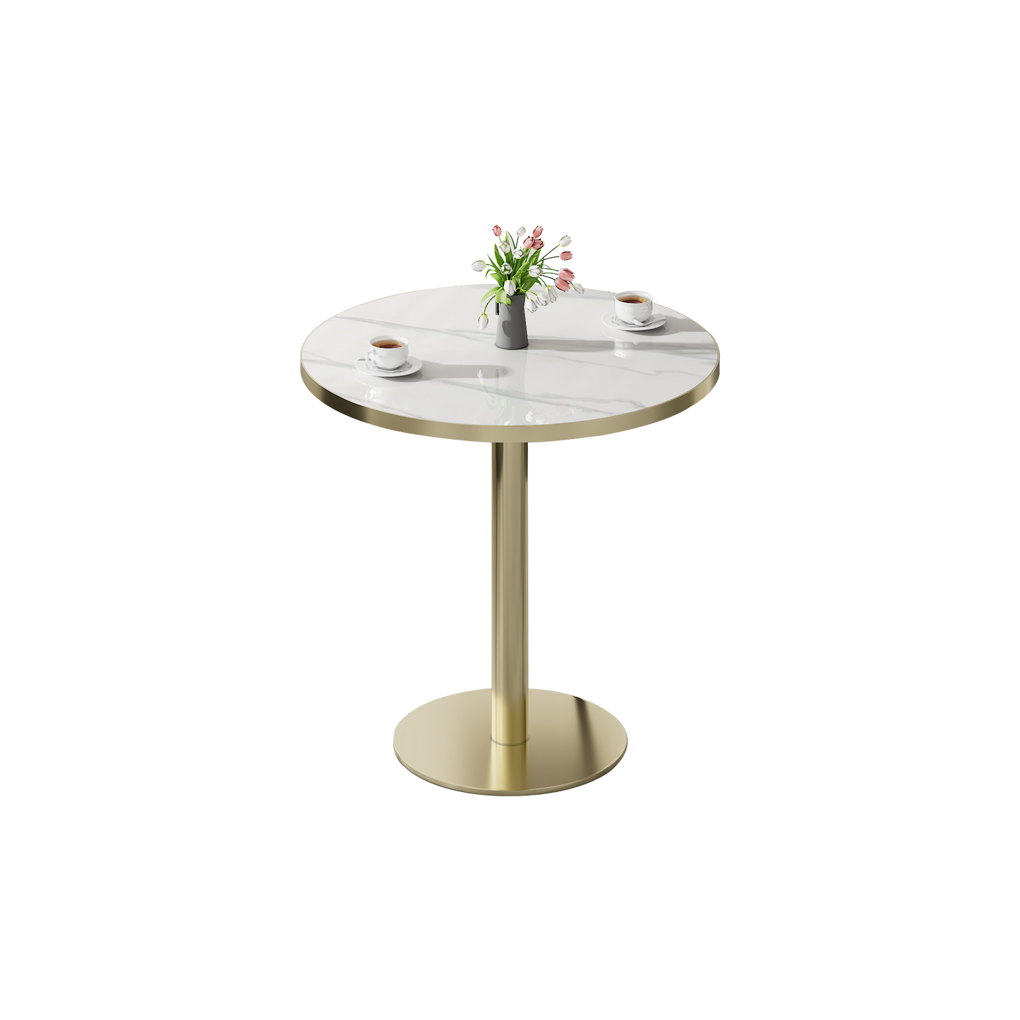 Round Bistro Table 31.5 Inches with Faux Marble Top - Light Slate Grey
