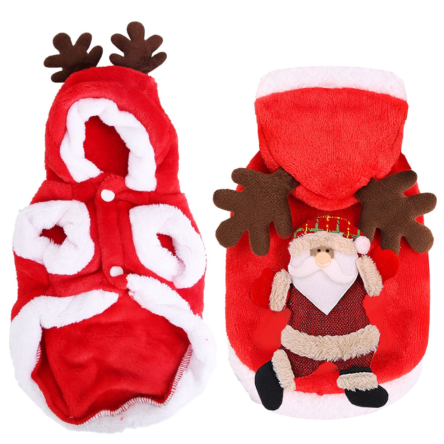 Pet Christmas Costume Santa Reindeer Antlers Winter Outfit for Small Medium Dogs Cats