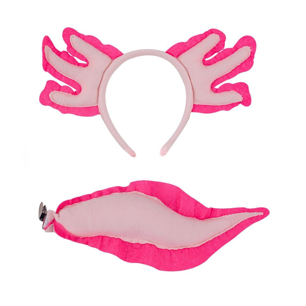 Cute Axolotl Cartoon Headband with Tail