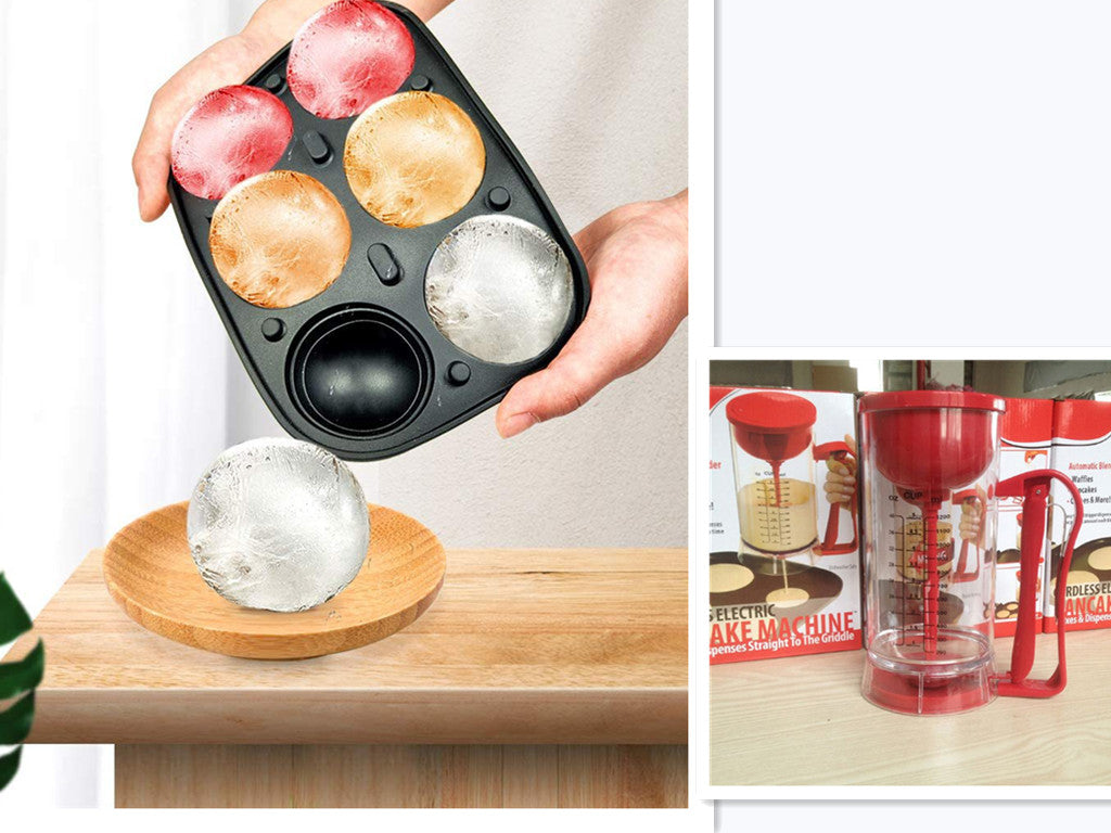 Silicone Ice Cube Tray for Whiskey and Frozen Drinks - 4 or 6 Balls Sets