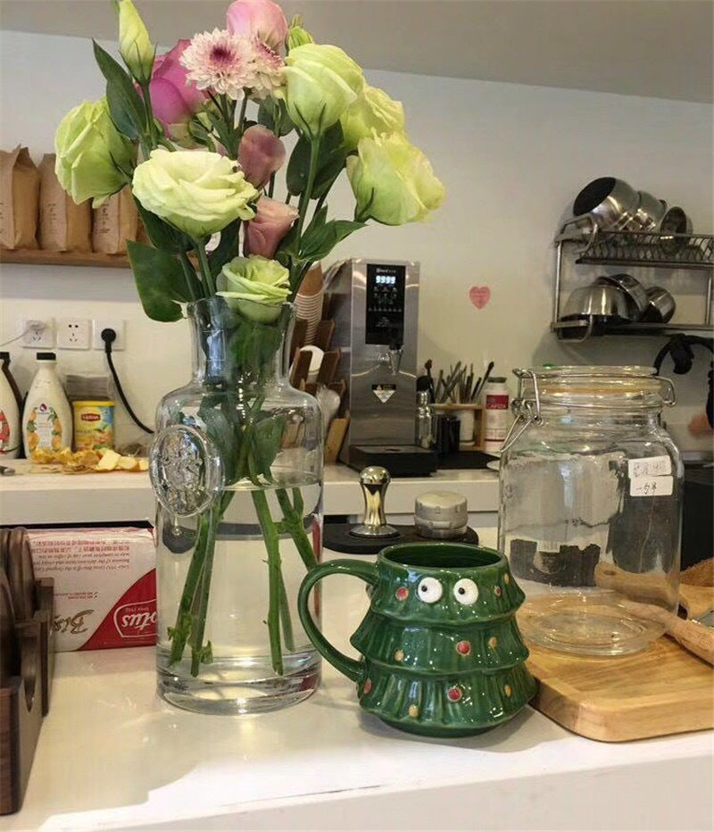 Christmas Tree Mug with Cute Milk Coffee Ceramics Cup - Green