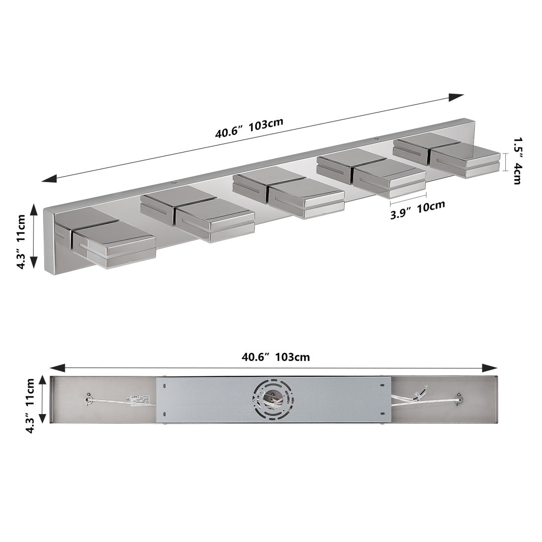 Modern Chrome LED Vanity Light - 5-Light Wall Sconce for Bathroom