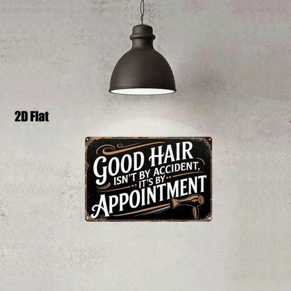 Vintage Barber Shop Sign - Good Hair Isn't By Accident Wall Art
