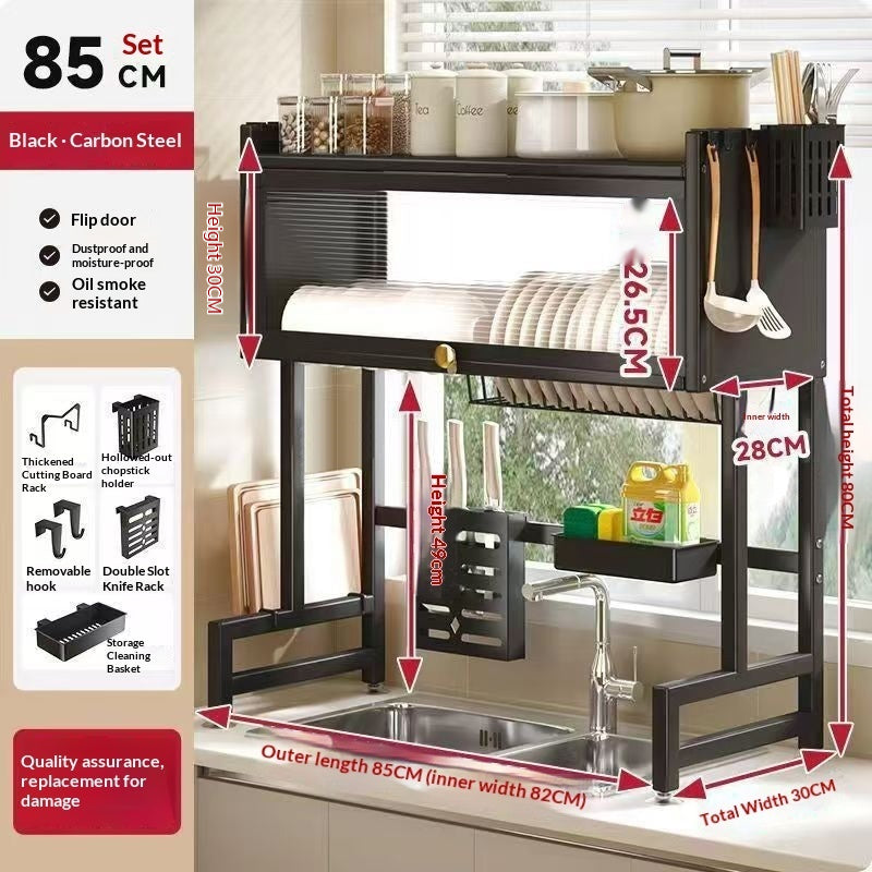 Kitchen Countertop Cabinet Shelf - Modern Steel Storage Organizer