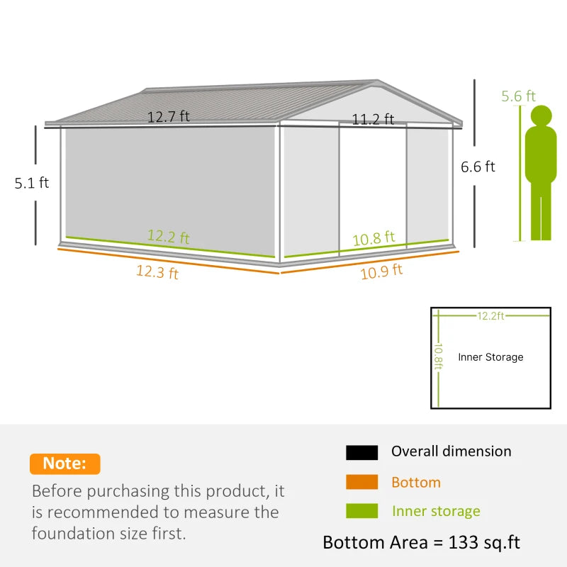 Spacious Garden Storage Shed - Dark Gray Metal Outdoor Shed