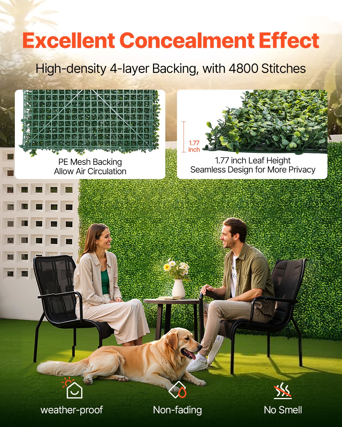 Artificial Grass Wall Panels 40x120 inches - Vibrant Green Privacy Fencing
