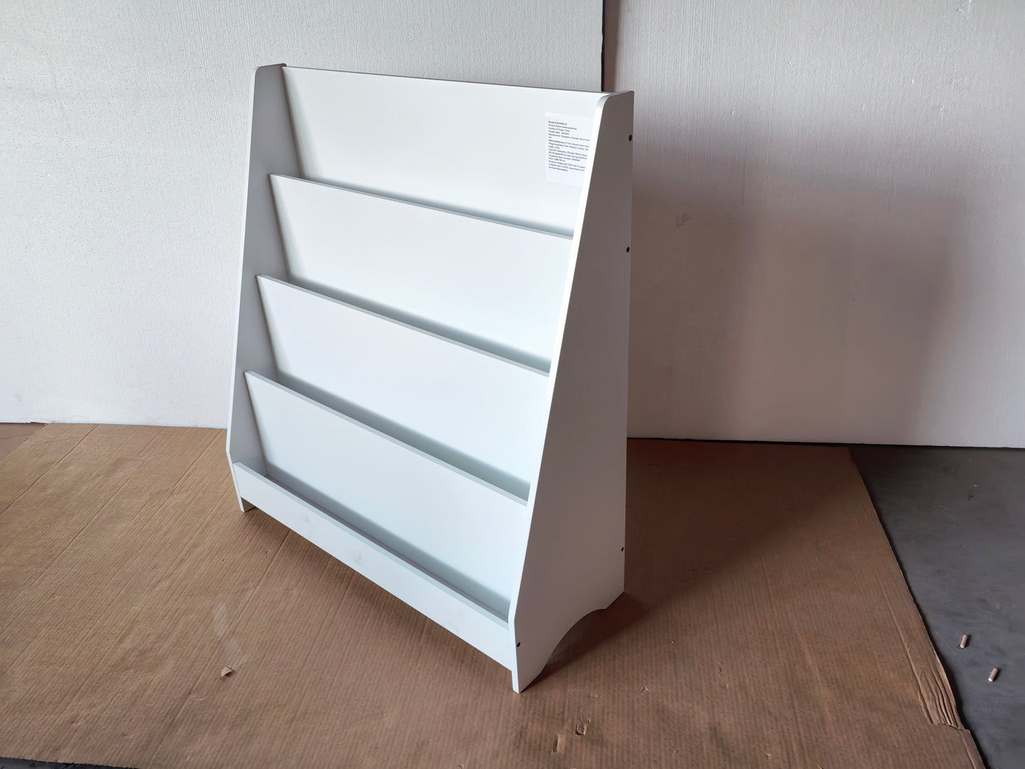 4-Tier Kids Bookshelf - White MDF Book Display Organizer