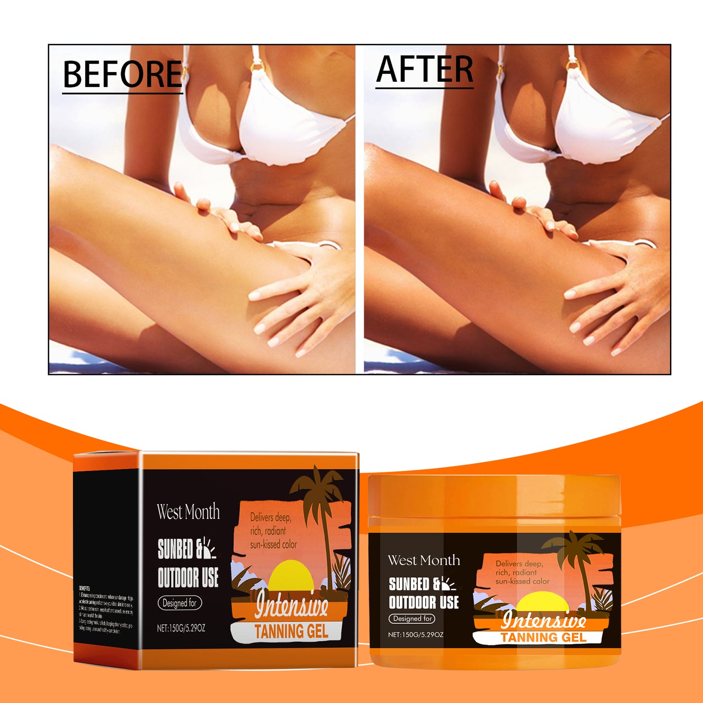 Carrot Black Tanning Gel - Moisturizing Body Bronzer with Vitamin E
