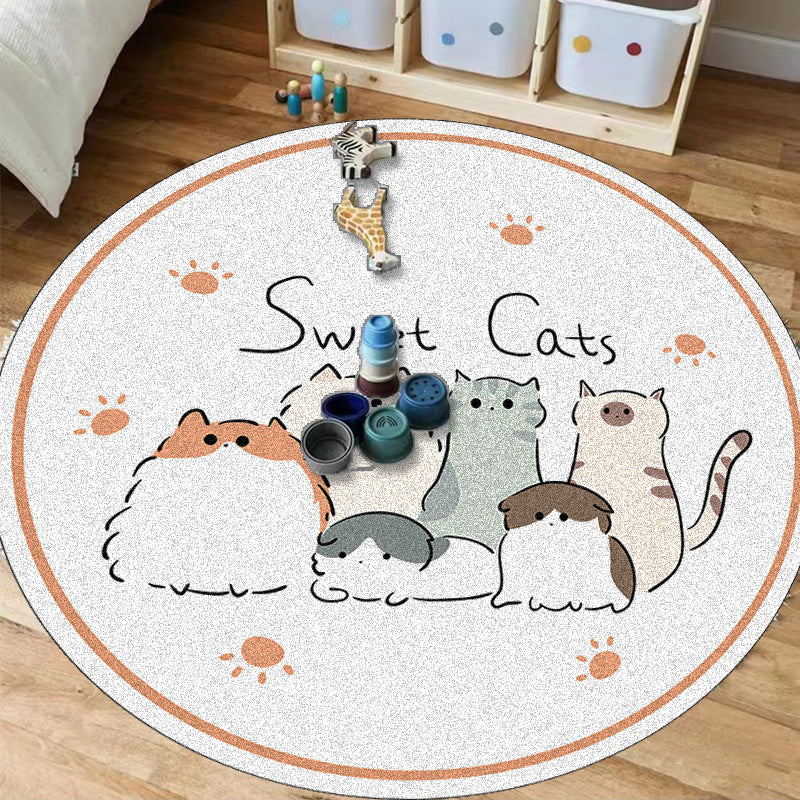 Cute Round Carpet Floor Mat for Bedroom & Living Room - Thickened Soft Cushion