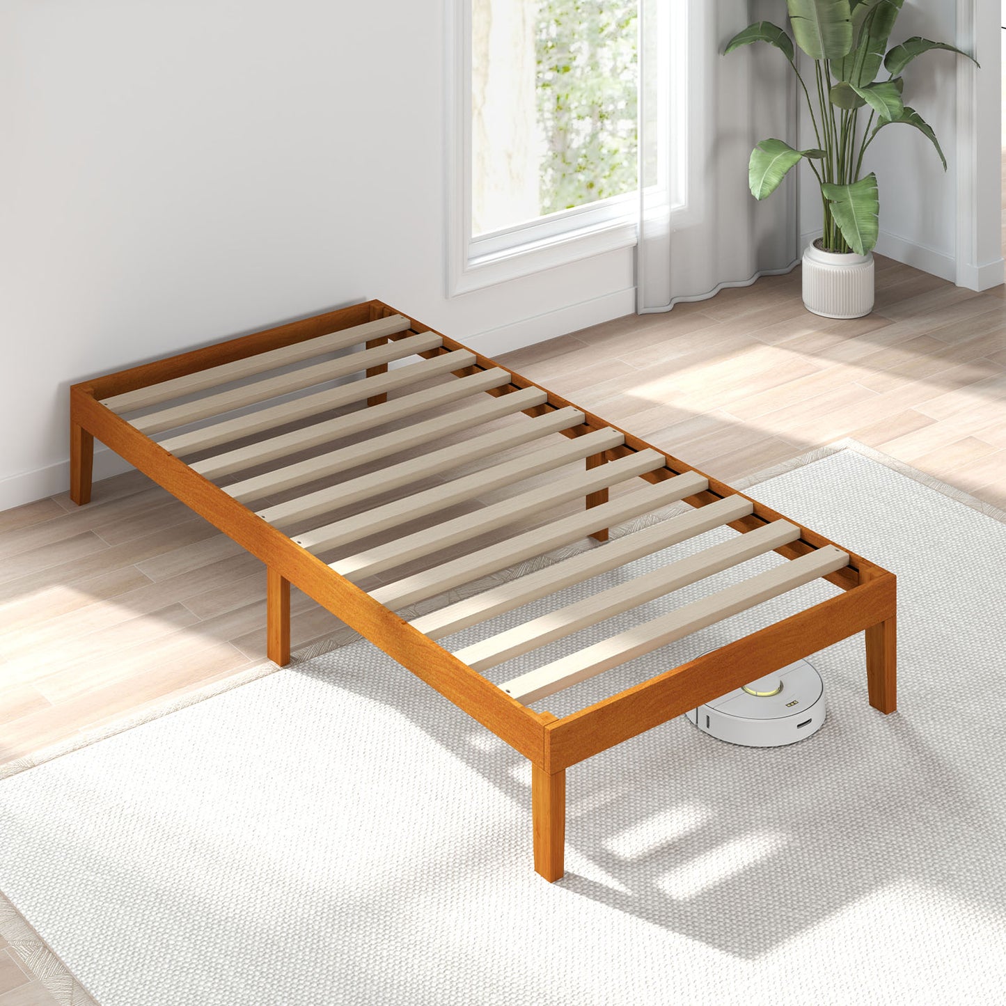 No Need For A Mattress Core. Wooden Platform Bed Frame, With Support