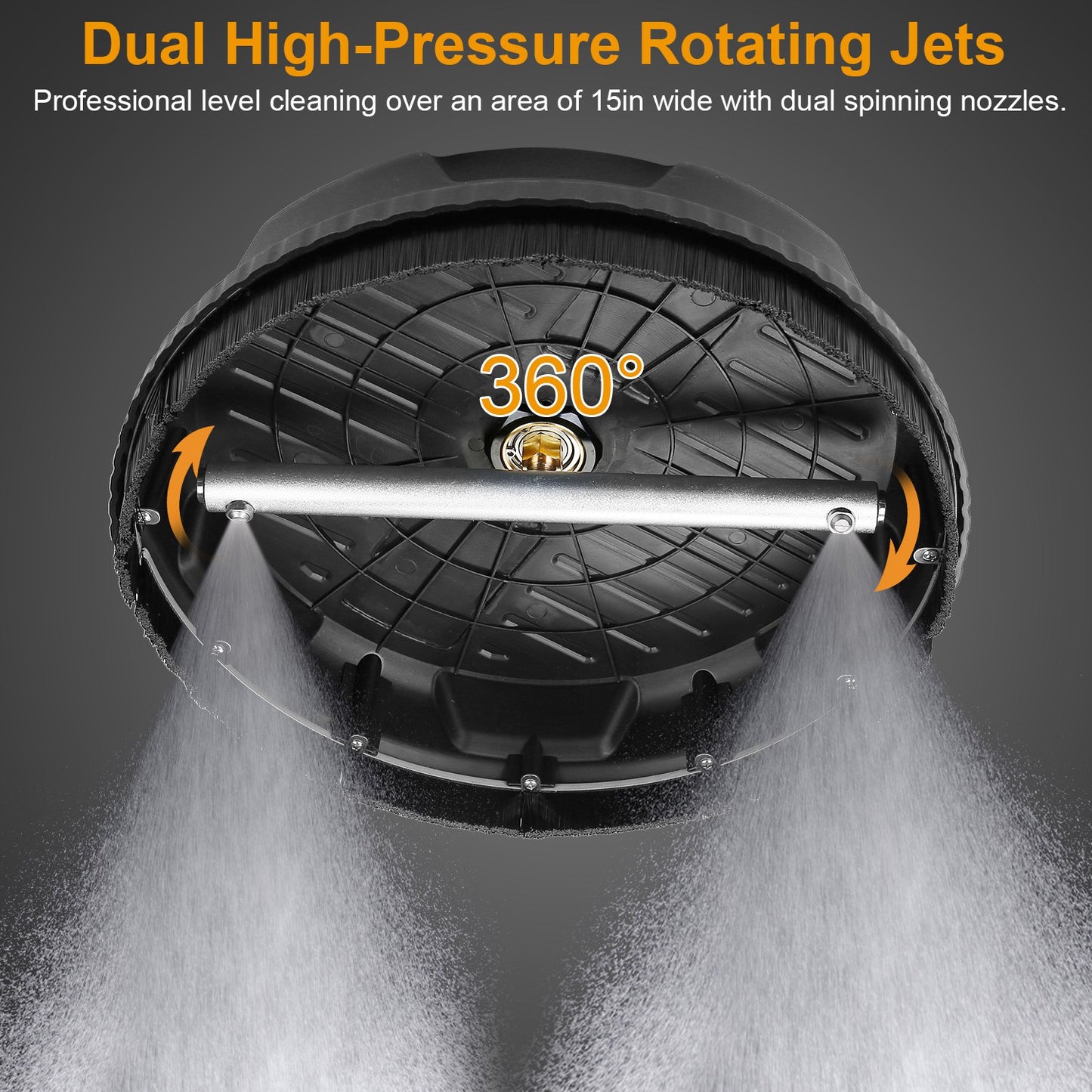 15-Inch Pressure Washer Surface Cleaner 4000PSI for Power Washers Black