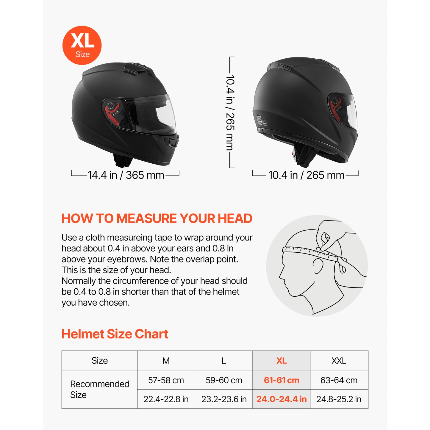 Full Face Motorcycle Helmet XL - Lightweight DOT Approved Street & Off-Road Helmet