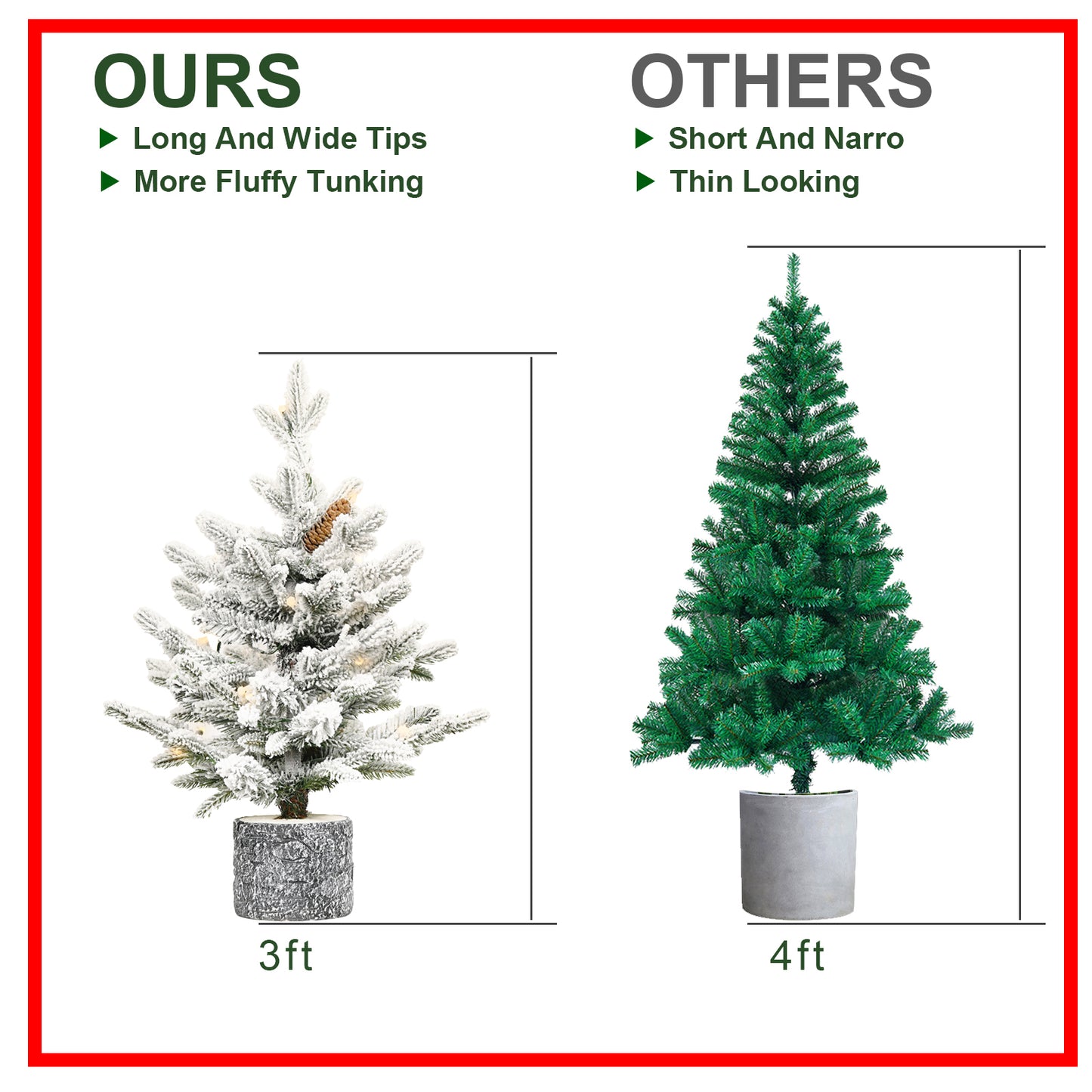 Pre-lit Potted Flocked Christmas Tree with LED Lights - Multiple Heights