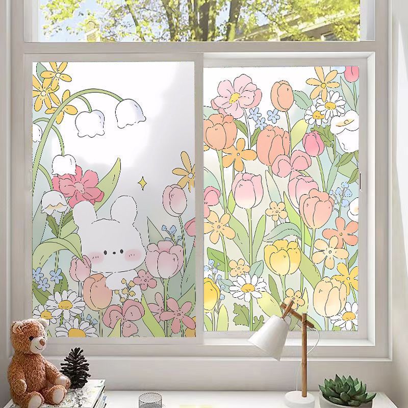 Frosted Privacy Window Film for Bathroom Kitchen - Transparent Opaque Stickers
