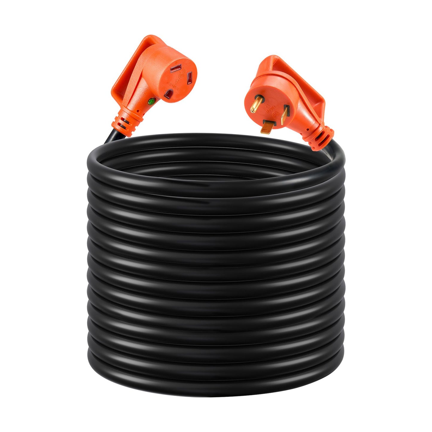 100 Ft Heavy-Duty RV Extension Cord 30A 10AWG NEMA TT-30P to NEMA TT-30R Black