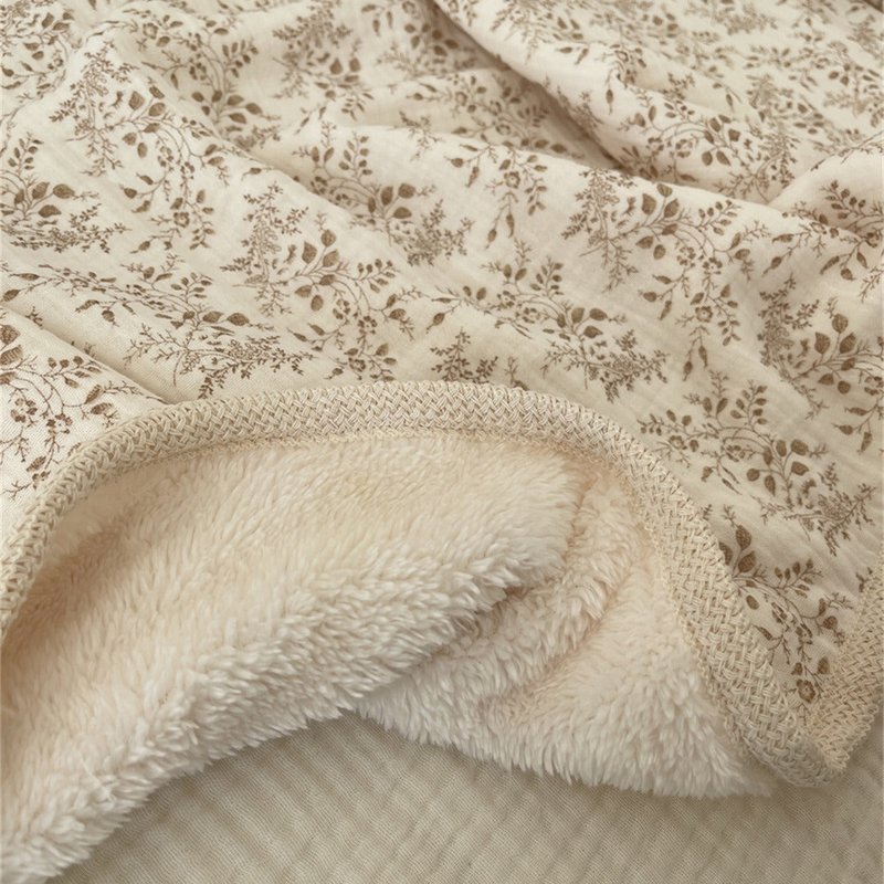 Double Layer Cotton Plush Blanket with Lace Edge - Multi Colors, 90x130cm