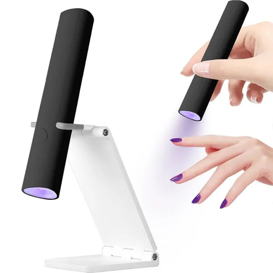Portable Mini UV LED Nail Lamp with Foldable Stand - Rechargeable Nail Dryer
