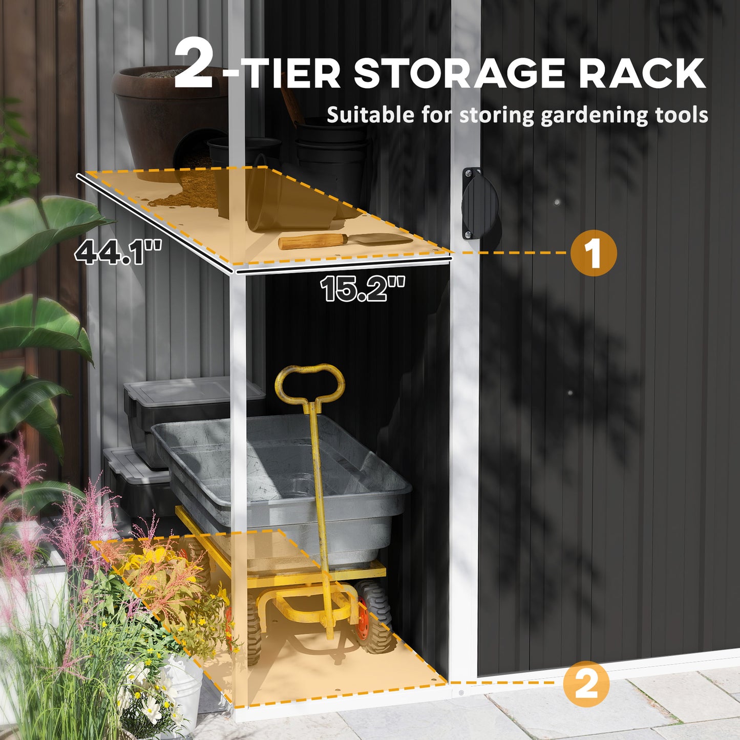 Outdoor Garden Shed - 8x4ft Metal Storage with Lock & Vents