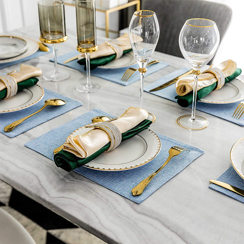 Solid Color Double-Layer Linen Placemat Heat-Insulating Non-Slip 33x48cm