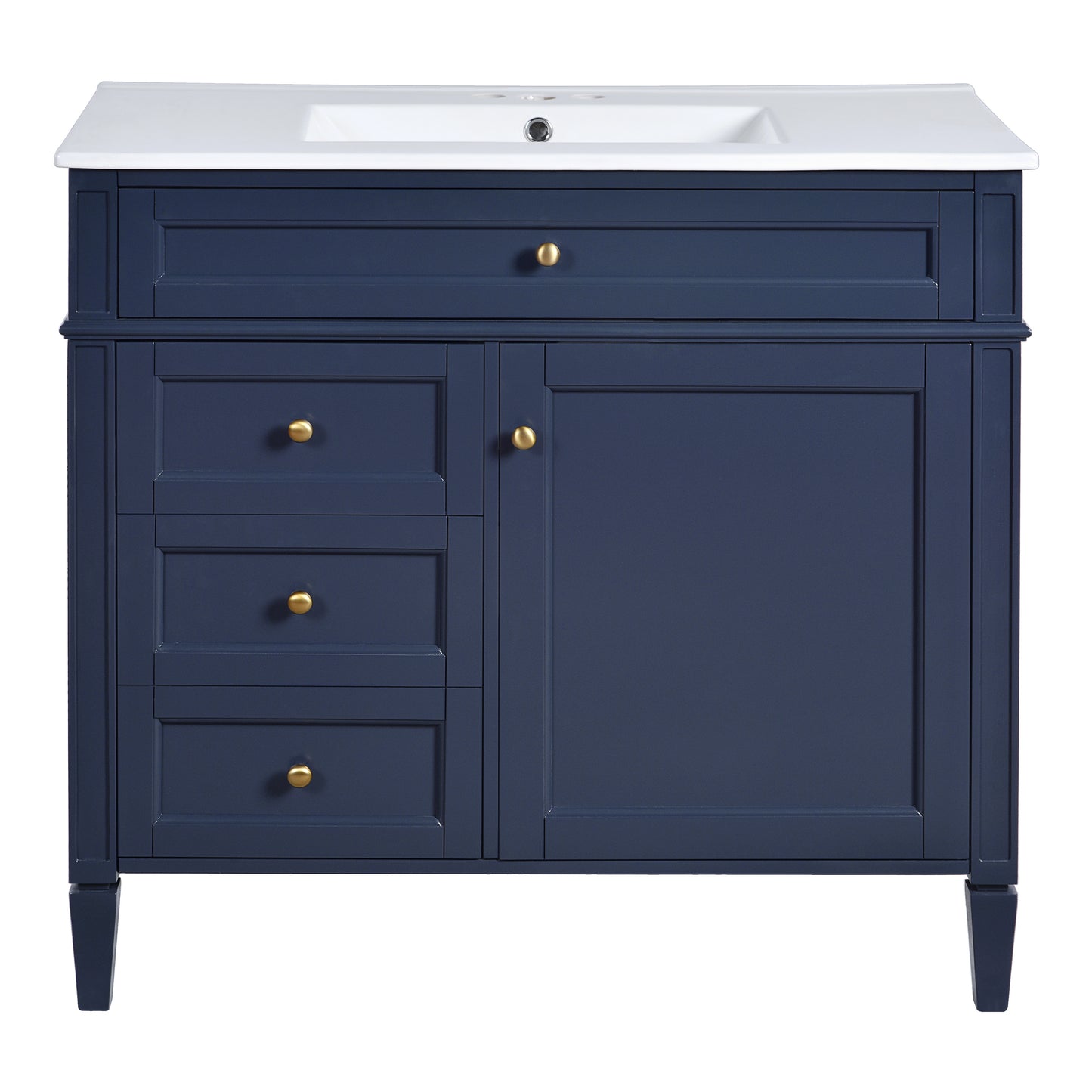 36'' Blue Bathroom Vanity with Ceramic Sink & 3 Drawers